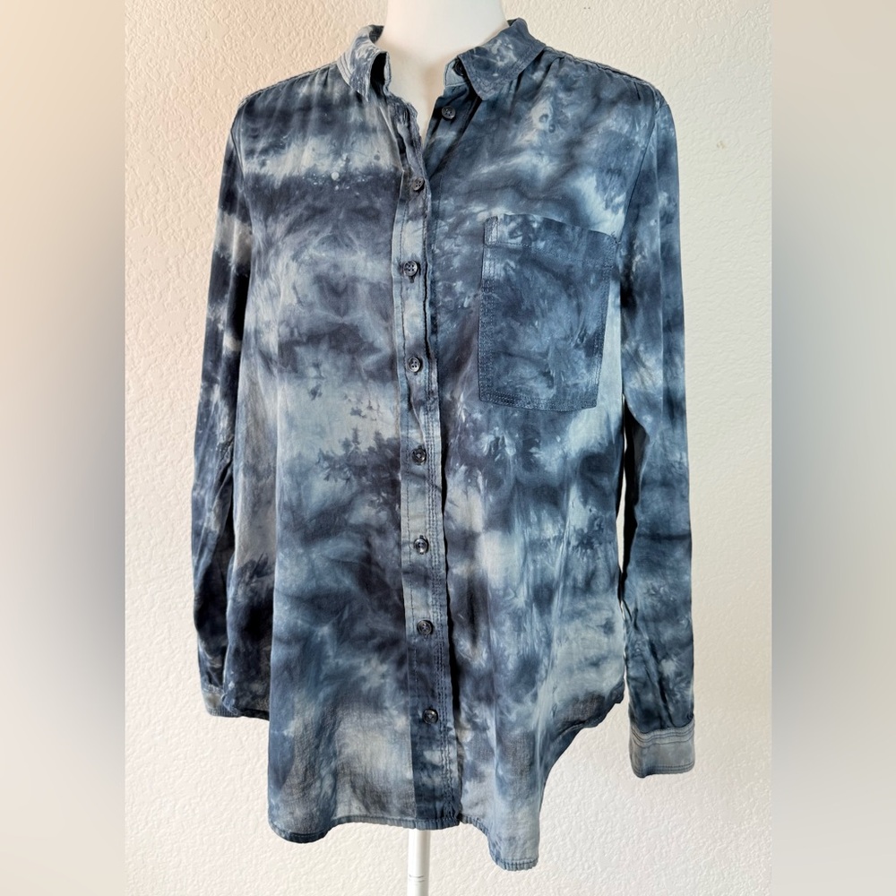 Anthro Pilcro Cate Classic Tie-Dye Shirt Blue